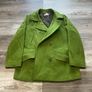 J.Crew Green Womens PS Small Petite Wool Blend Lined Double Breasted Pea Coat